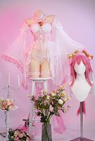 Yae Miko Derivative Wedding Suit Sexy Lingerie Bride Corset Top and Thong with Big Sleeves and Veil Yae Miko Derivative Wedding Suit Sexy Lingerie Bride Corset Top and Thong with Big Sleeves and Veil