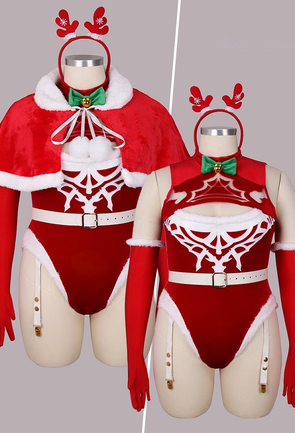 Plus Size 2B Derivado Sexy Conjunto Erótico Navidad Peluche con Capa y Guantes