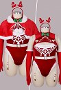 Plus Size 2B Derivative Sexy Lingerie Set Christmas Furry Bodysuit with Cape Gloves