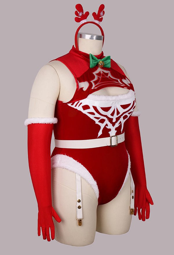 Plus Size 2B Derivado Sexy Conjunto Erótico Navidad Peluche con Capa y Guantes