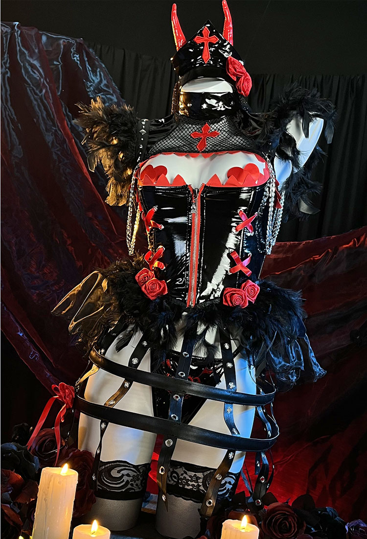 Power Dérivé Lingerie Sexuelle de Style de Marié Noir Rouge