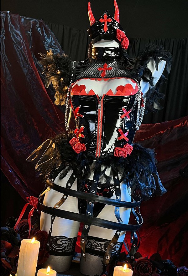 Power Derivative Sexy Lingerie Set Gothic Wedding Style Hollow Top y Braga con Guantes Power Derivative Sexy Lingerie Set Gothic Wedding Style Hollow Top y Braga con Guantes
