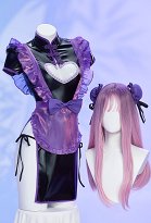 Sexy Lingerie Set Purple Maid Style Chest Open Cheongsam Dress with Apron Thong Sexy Lingerie Set Purple Maid Style Chest Open Cheongsam Dress with Apron Thong