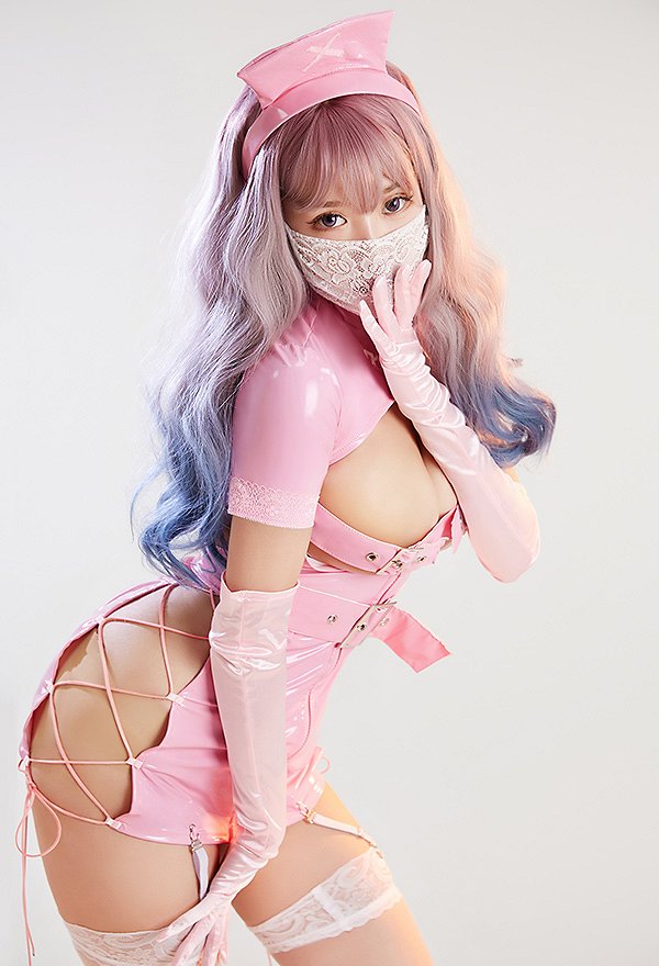 Halloween Sexy Lingerie Dress Nurse Style Cutout Dress and Gloves with Hat and Thigh Socks