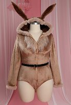 Body de lencería sexy derivado de PM de talla grande mono con capucha esponjosa y calcetines con cinturón y cola Body de lencería sexy derivado de PM de talla grande mono con capucha esponjosa y calcetines con cinturón y cola