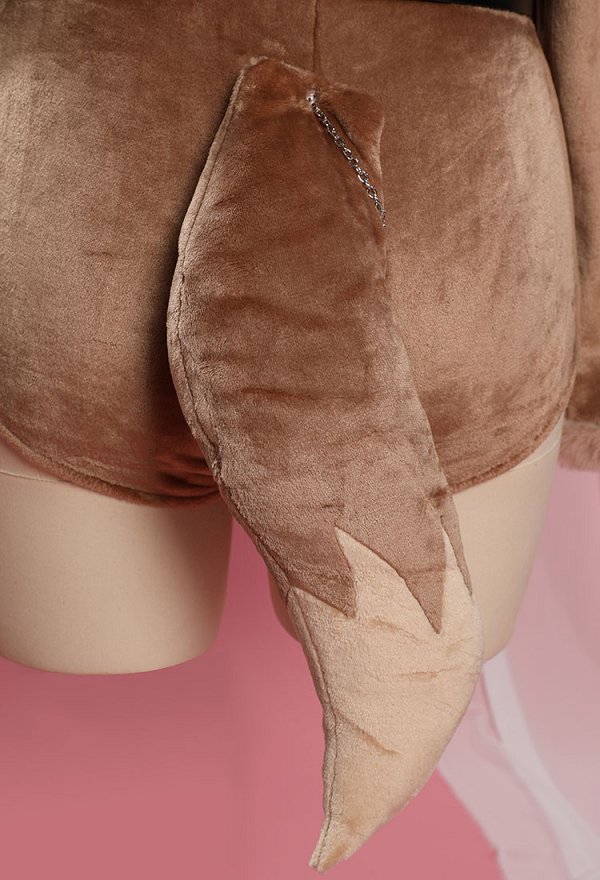 Body de lencería sexy derivado de PM de talla grande mono con capucha esponjosa y calcetines con cinturón y cola