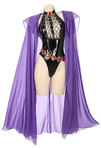 Femme Bodysuit Noire Gothique en Cuir PU Sexy Bodysuit Dos Nu avec Cape et Chaîne
