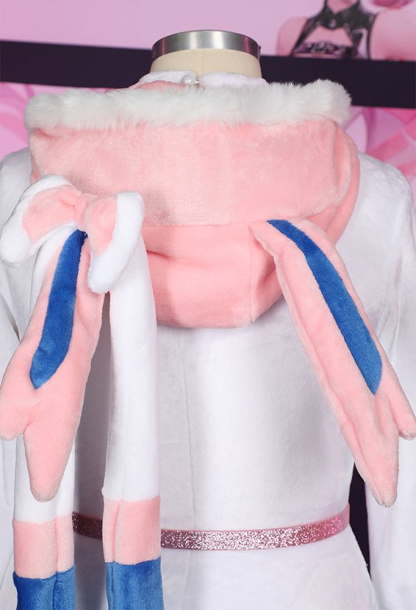 Plus Size PM Derivative Fluffy Bodycon Rompers Halloween Kawaii Hooded Bodysuit Lingerie Homewear with Choker and Socks