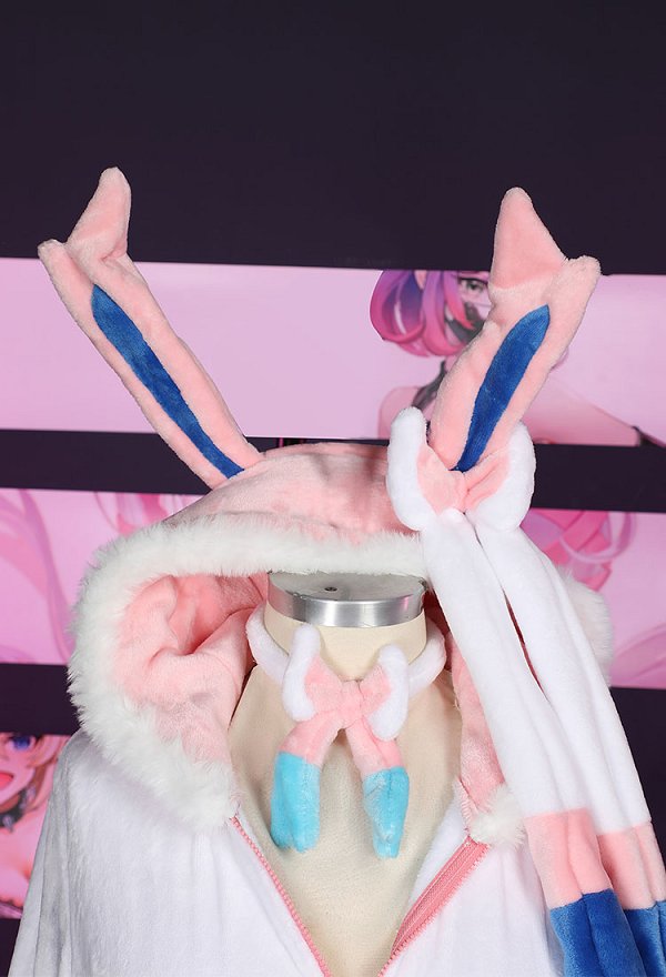 Plus Size PM Derivative Fluffy Bodycon Rompers Halloween Kawaii Hooded Bodysuit Lingerie Homewear with Choker and Socks