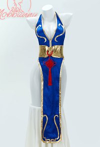 Cheongsam Sexy Lingerie Set Chun Li Derivative Deep V High Slit Dress with Belt Hand Rings