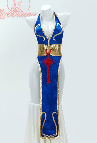 Ensemble de lingerie sexy Cheongsam Chun Li Dérivé Deep V High Slit Dress avec ceinture Anneaux à la main
