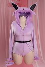 Plus Size PM Derivative Fluffy Bodycon Romper Furry Hooded Bodysuit Sleepwear with Tail and Socks