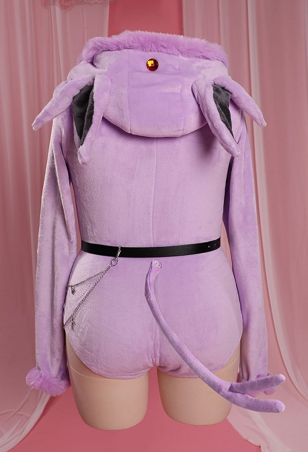 Übergröße PM Derivative Lila Bodysuit Kawaii Ohr Schwanz Lingerie High Cut Katzenpfote Dessous