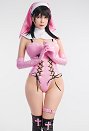 Lencería Sexy Gótica Traje de Monja Rosa con Cordones Disfraz de Halloween