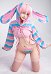 SUGAR BABY Yes Daddy Sexy Lingerie Set Rainbow Bunny Ear Long Sleeve Top and Vest Panty Set with Fishnet Stockings and Chains