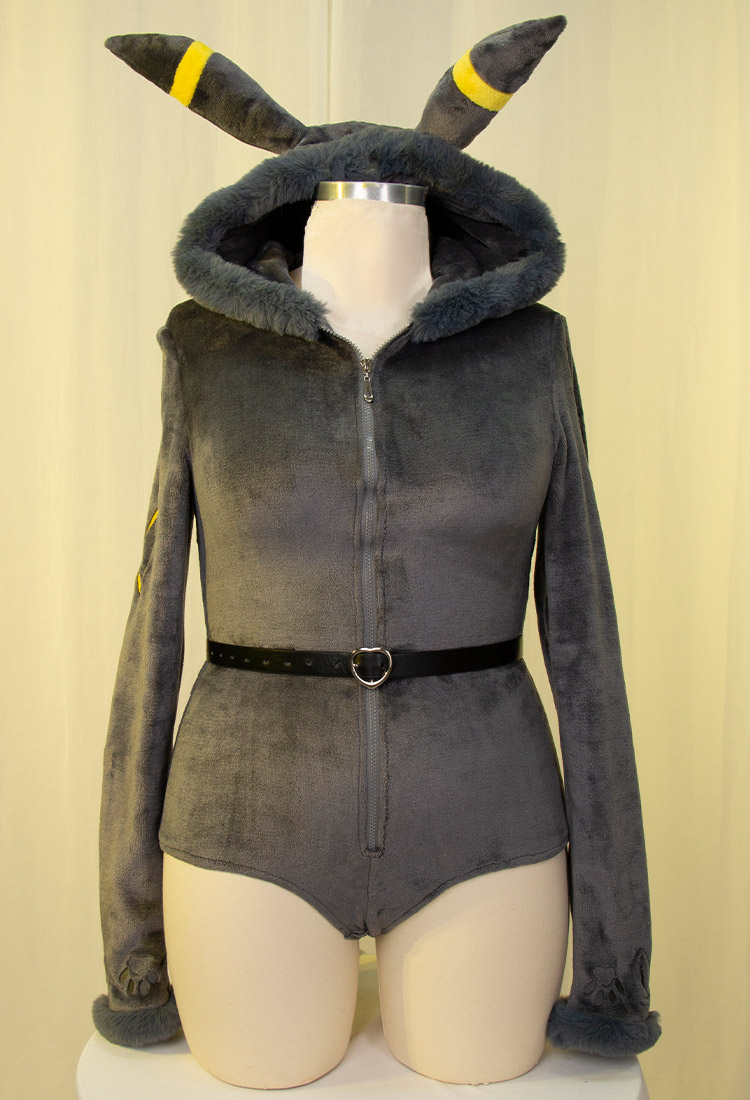 Plus Size PM Derivative Fluffy Bodycon Romper Sexy Lingerie Blue Furry Hooded Bodysuit Homewear with Tail Belt and Socks