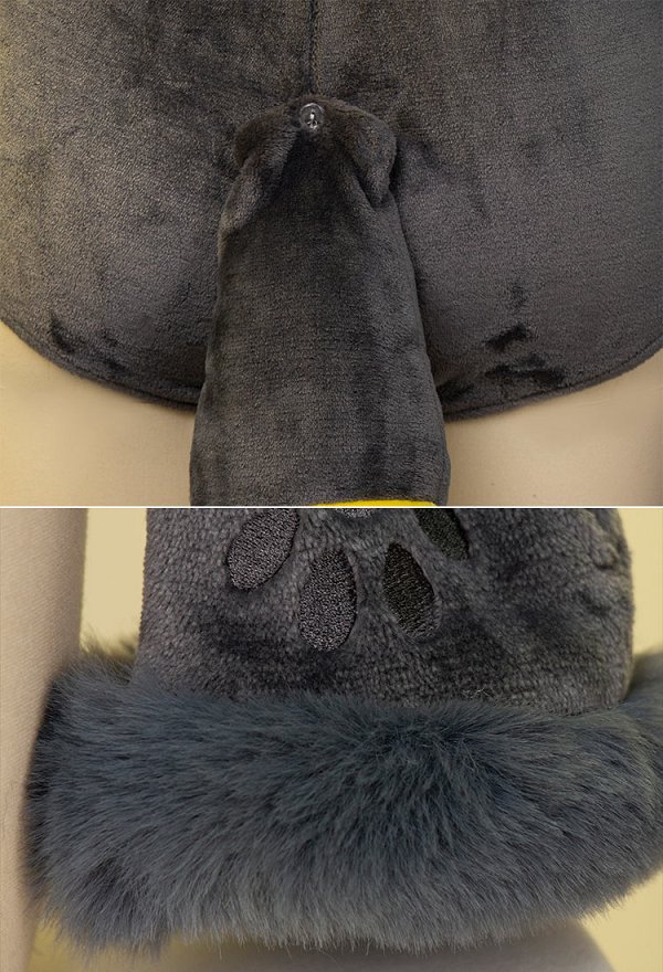 Plus Size PM Derivative Fluffy Bodycon Romper Sexy Lingerie Blue Furry Hooded Bodysuit Homewear with Tail Belt and Socks