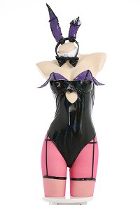 Devil Girl Sexy Black PU Leather Bunny Girl Sexy Lingerie Set with Stockings