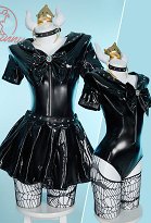 Kuppa Derivative Schwarz Bodysuit Sexy High Cut Schleife Gothic Punk Lingerie Dessous mit Choker Socken Kuppa Derivative Schwarz Bodysuit Sexy High Cut Schleife Gothic Punk Lingerie Dessous mit Choker Socken