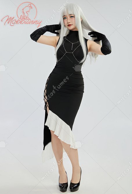 Sexy Criss Cross Kleid Cutout Dessous Handschuhe Rüschen Fischschwanzkleid Schwarz Lingerie