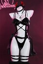 Succubus Devil Sexy See-through Lingerie Set with Headband Choker Gloves and Stockings