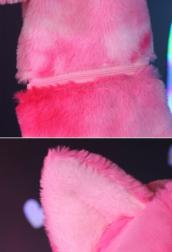 Sexy Bikini Lingerie Set Pink Cat Style Furry Top and Panty with Paws and Fishnet Stockings Sexy Bikini Lingerie Set Pink Cat Style Furry Top and Panty with Paws and Fishnet Stockings