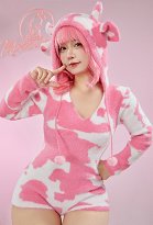Stricken Kuh Kawaii Bodysuit Sexy Lingerie mit Kapuze V Ausschnitt Lange Arm Dessous Stricken Kuh Kawaii Bodysuit Sexy Lingerie mit Kapuze V Ausschnitt Lange Arm Dessous