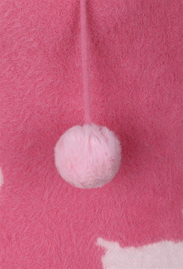Plus Size Pink Milk Cow Pattern Fluffy Bodycon Romper Sexy Lingerie Furry Hooded Bodysuit Homewear
