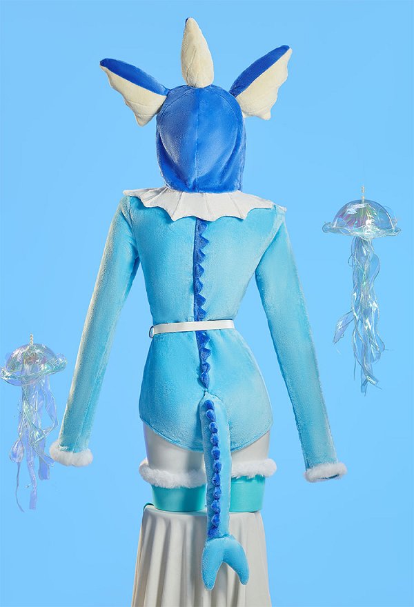PM Derivative Fluffy Bodycon Romper Sexy Lingerie Blue Furry Hooded Mono Doméstico con Cinturón de Cola y Calcetines