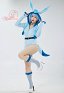 PM Derivado de Fluffy Bodycon Romper Blue Furry Lingerie Hooded  Mono Doméstico con Cola y Medias