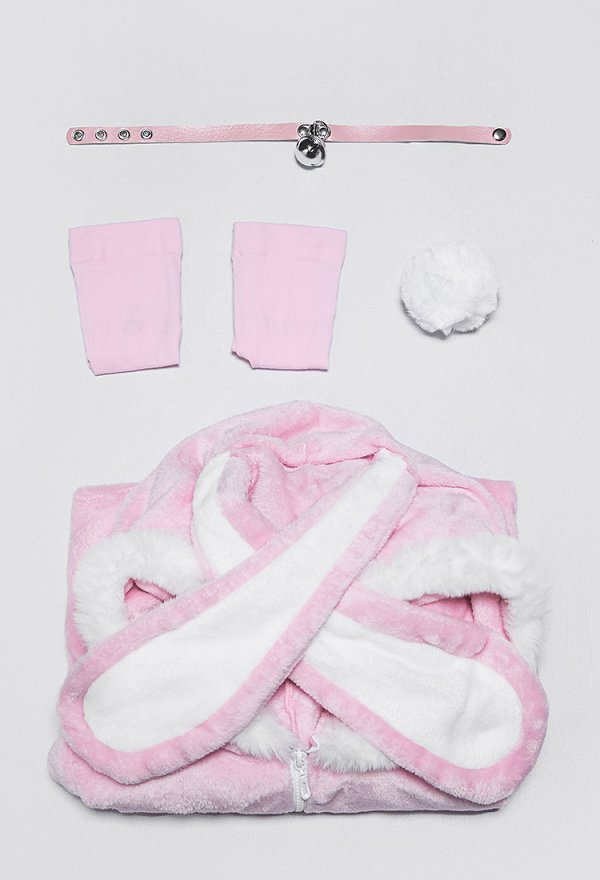 Cute Bunny Furry Bodycon Romper Kawaii Pink Rabbit Bodysuit with Choker Tail and Stocks Cute Bunny Furry Bodycon Romper Kawaii Pink Rabbit Bodysuit with Choker Tail and Stocks