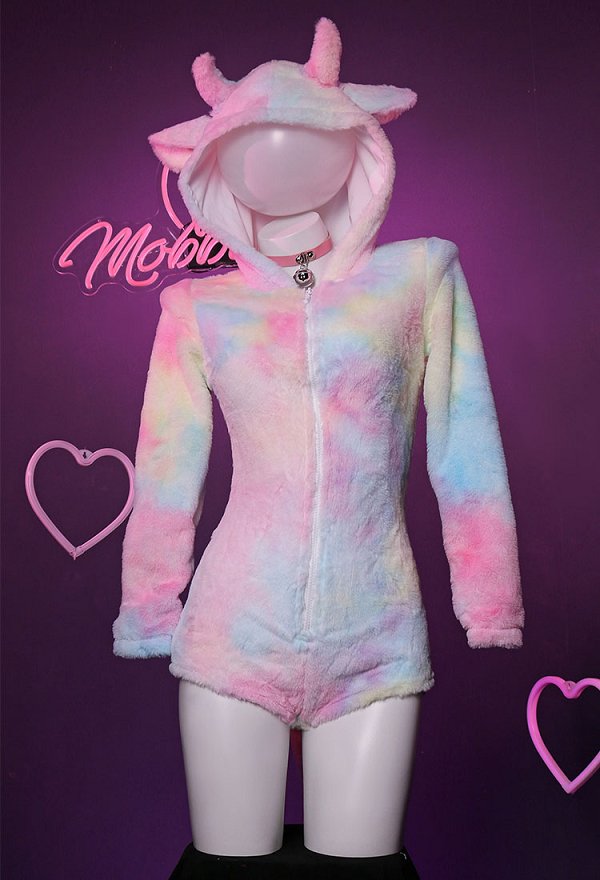 Sexy Lingerie Bodysuit Plush Hooded Cow Style Deep V Romper and Socks with Choker and Tail Sexy Lingerie Bodysuit Plush Hooded Cow Style Deep V Romper and Socks with Choker and Tail