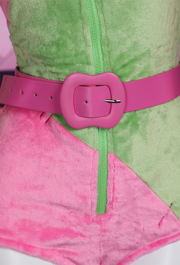 Plush Homewear Sexy Bodysuit Hooded Romper and Belt with Choker and Thigh Socks