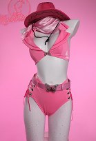 Pink V Ausschnitt Crop Top High Cut Shorts Lingerie Criss Cross Gürtel Socken Set Sexy Dessous