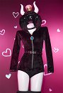 Disfraz de Cosplay Hime Derivative Sexy Lencería Body Peluche Ropa de Hogar Mameluco y Muslo Calcetines con Cinturón y Gargantilla