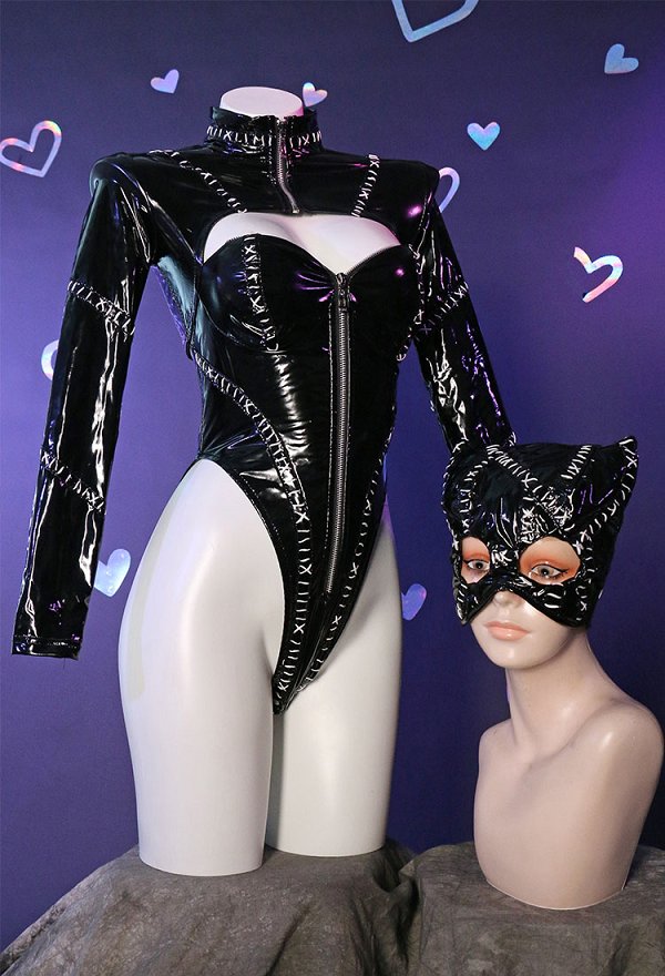 Cat Woman Dérivé Lingerie Sexuelle Justaucorps avec Couvre-chef et Gants Cat Woman Dérivé Lingerie Sexuelle Justaucorps avec Couvre-chef et Gants