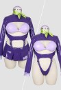 Talla Plus Sexy Traje de lencería inspirado en Daphne de cuerpo entero con transparencias incluye corsé y minifalda