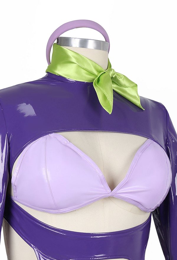 Talla Plus Sexy Traje de lencería inspirado en Daphne de cuerpo entero con transparencias incluye corsé y minifalda