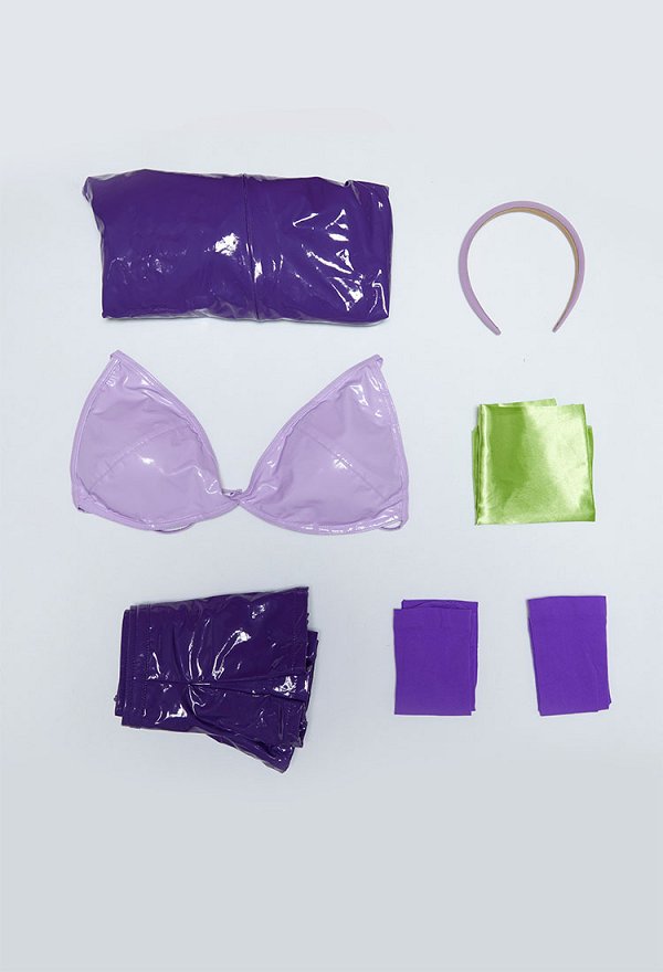 Talla Plus Sexy Traje de lencería inspirado en Daphne de cuerpo entero con transparencias incluye corsé y minifalda