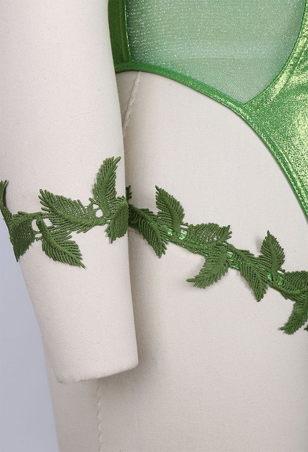 Talla Plus Conjunto sexy inspirado en superhéroe Poison Ivy: body estilo enredaderas con guantes y collar