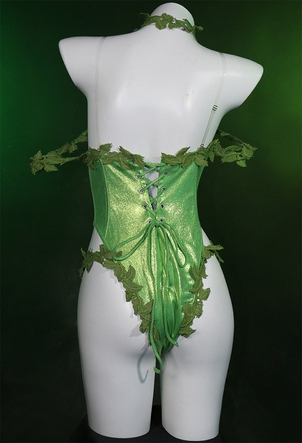 Sexy Lingerie Bodysuit Vine Style Bodysuit and Thigh Socks with Gloves and Choker