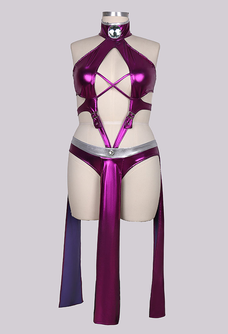Grand Taille Starfire Dérivé Sexy Lingerie Costume Combinaison dos nu à encolure creuse avec manches et bas