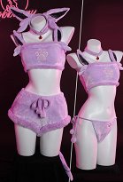 Disfraz de Cosplay PM Derivative Kawaii Purple Plush Sexy Lingerie Set Crop Corsé y Shorts con Cordones Panty Tail Socks Diadema Disfraz de Cosplay PM Derivative Kawaii Purple Plush Sexy Lingerie Set Crop Corsé y Shorts con Cordones Panty Tail Socks Diadema