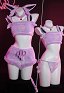 Disfraz de Cosplay PM Derivative Kawaii Purple Plush Sexy Lingerie Set Crop Corsé y Shorts con Cordones Panty Tail Socks Diadema