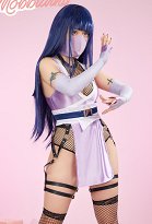 Sexy Lingerie Mesh Bodysuit and Deep V Bodysuit with Mask and Thigh Socks