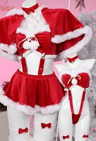 Lingerie Sexuelle de Style Noël Sorcière Top et Slip avec Jupe et Accessoires