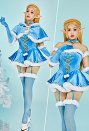 Christmas Princess Zelda Derivative Sexy Lencera Costume Jubón Azul y Falda con Capa Corta, Guantes y Medias