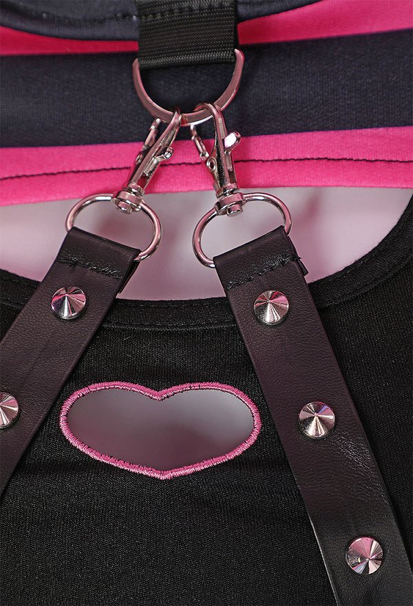 Sexy Kawaii Bunny Schwarz Pink Rosa Set Lingerie Crop Top Mit Kapuze Schnürung Shorts Tanga Streifen Dessous mit Socken Kette Set