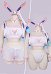 Plus Size PM Derivative Sexy Cosplay Lingerie Set Pink Crop Top and Shorts with Hand Rings and Tail