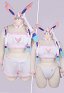 Plus Size PM Derivative Sexy Lingerie Set Pink Crop Top and Shorts with Hand Rings and Tail